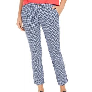 Tommy Hilfiger Hampton Heritage Chino Pants Womens 14 Blue Gingham Plaid NEW